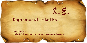 Kapronczai Etelka névjegykártya