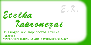 etelka kapronczai business card